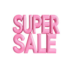 Aufkleber - A three dimensional pink graphic announcing a super sale event using bold and eye-catching typography.