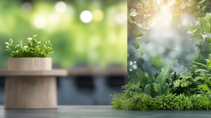 Fototapete - Modern corporate office environment where teams are collaborating and engaged in strategic planning for environmentally sustainable and eco friendly business initiatives