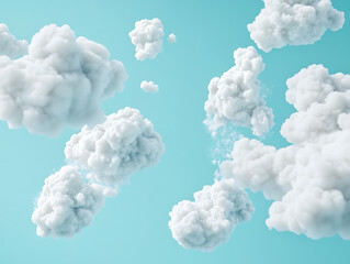 Wall Mural - soft white cotton clouds floating in a bright blue sky, vast open spaces