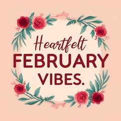 Wall Mural - Heartfelt February Vibes Floral Wreath Design