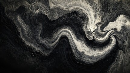 Poster - A black, white, and gray grainy, noisy background with an abstract swirl pattern. 