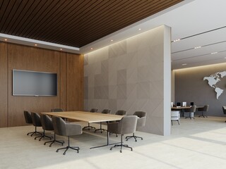 Wall Mural - 3d modern office interior.3d modern architecture interior. interior of a modern building