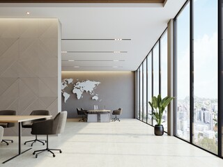 Wall Mural - 3d modern office interior.3d modern architecture interior. interior of a modern building