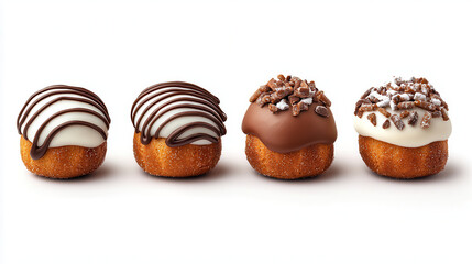 Aufkleber - Delicious mini eclairs topped with chocolate and icing, perfect for dessert lovers. These treats are visually appealing and ideal for any celebration or gathering