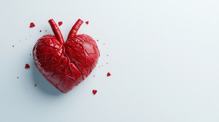 Poster - detailed 3D heart illustration with pulsing rhythm, surrounded by small hearts, evokes feelings of love and vitality. This vibrant design captures essence of emotion and connection