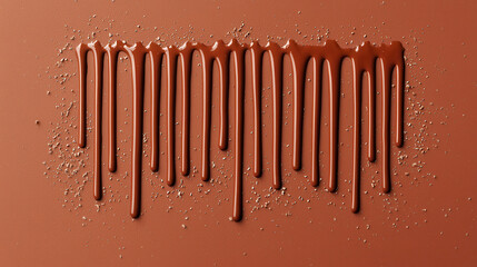 Aufkleber - Molten chocolate dripping in deep reddish brown tone, creating rich and indulgent texture. smooth flow evokes sense of luxury and sweetness