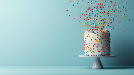 Aufkleber - colorful cake with sprinkles and whipped cream, creating festive atmosphere. vibrant colors and playful design evoke joy and celebration