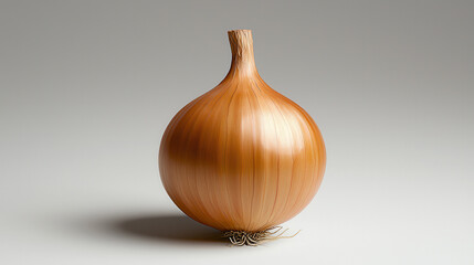 Poster - medium sized yellow orange onion with smooth surface and roots, perfect for culinary use and food photography. Its vibrant color adds freshness to any dish