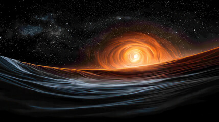 Poster - stunning cosmic scene featuring swirling gases and bright sun like star illuminating dark space. vastness of universe is beautifully captured in this artwork