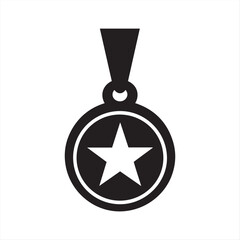 Fototapete - military medal badge Star Medal Silhouette with Ribbon isolated Vector Illustration on White Background