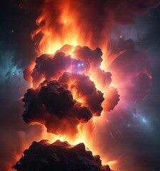 Wall Mural - boiling magma nebula with glowing gas and plasma, hot, turbulent