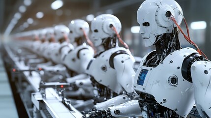 Poster - Robots working on the production line of a high-tech industrial plant.