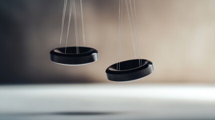 Poster - A conceptual scene of two magnets floating mid-air, held by transparent strings, with visible tension between the magnetic forces.