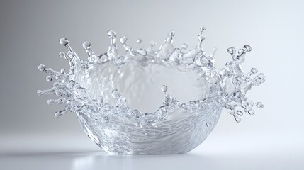 Poster - A crown-shaped water splash forms a delicate sphere, glistening on a white background, symbolizing purity and elegance in motion.