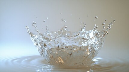 Poster - A crown-shaped water splash forms a delicate sphere, glistening on a white background, symbolizing purity and elegance in motion.
