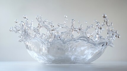 Poster - A crown-shaped water splash forms a delicate sphere, glistening on a white background, symbolizing purity and elegance in motion.