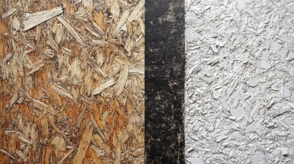 Poster - A detailed comparison of melamine-faced fibreboard and HMR melamine-coated chipboard, demonstrating their unique surface textures and finishes.