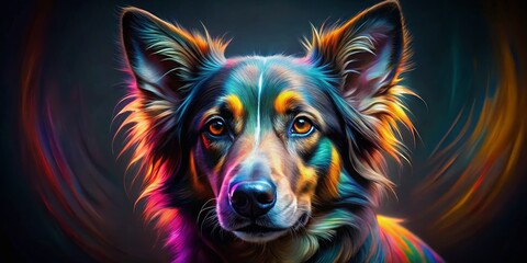Naklejka na meble Vibrant Low-Light Portrait of a Beautiful Dog, Artistic Painting Style