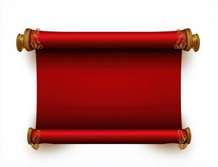 Red and Gold Scroll Illustration: A Digital Background for Festive Designs blank scroll banner on a white background, advertising, blank template with golden elements on a white background. Vector 
