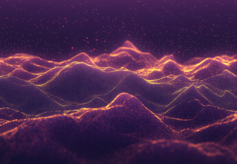Aufkleber - Glow of purple waves creates a mystical landscape with shimmering undertones in a digital dream environment at night