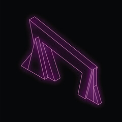 Poster - Purple neon abstract shape glowing on a black background