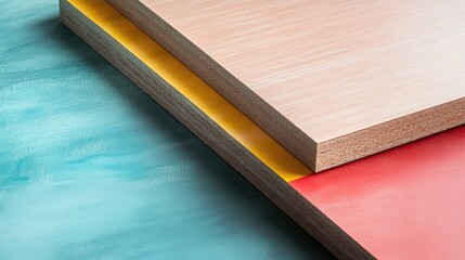 Poster - A side-by-side comparison of melamine-faced fibreboard and HMR melamine-coated chipboard, contrasting their vibrant surfaces for a clear visual.