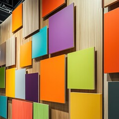 Poster - A vibrant display of melamine-faced fibreboard and HMR melamine-coated chipboard, contrasting their surfaces to help consumers understand their differences