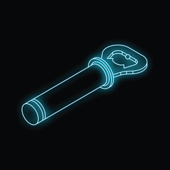 Poster - Neon glowing icon of a car part, glowing on a black background