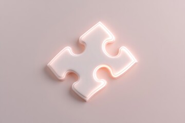Poster - A 3D puzzle piece with soft glowing edges stands out against a neutral gradient background. The piece completes the set, highlighting minimalism and clarity for text addition