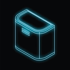 Poster - Neon mailbox glowing on a black background, perfect for themes of communication, technology, and the future