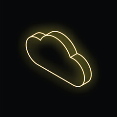Poster - Yellow neon cloud sign glowing on a black background representing the concept of cloud computing