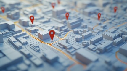 Aufkleber - Geospatial intelligence applied to logistics, visualized on a city map with location pins, showcasing real-time tracking and optimization.
