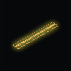 Poster - neon yellow ruler icon glowing on a black background, representing the concept of measurement