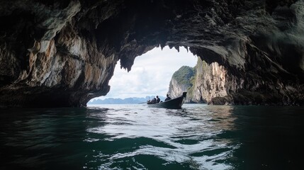 Poster - Immerse yourself in the serene beauty of Phang Nga Bay, Thailand, with towering cliffs and crystal-clear waters that promise unforgettable adventure.