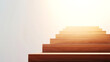 © sathon - Wooden staircase ascending towards a bright business goal, warm tones, 3D illustration,