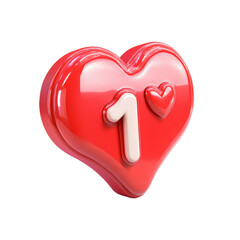 Poster - A glossy red heart icon displays the number one within it, suggesting a single like or favorite.