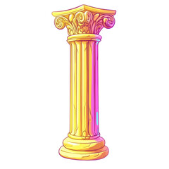 Poster - The image shows a single tall golden column with classical details, rendered in a vibrant digital style.