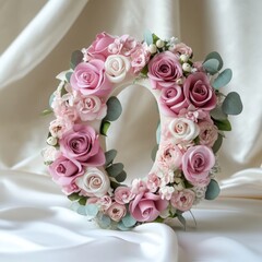 Wall Mural - Pink Rose Flower Boutonniere Letter O