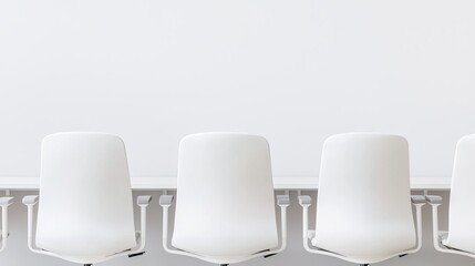 Poster - Empty Modern Office Space with White Chairs and Minimalist Design for Workplace Planning and Productivity Enhancements