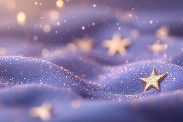 Poster - A calming gradient backdrop blends dark blue into lavender, sprinkled with soft, glowing stars that create a tranquil atmosphere. A thoughtful space for reflective text and inspiration