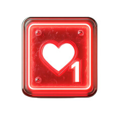 Poster - A digital rendering of a red neon sign featuring a heart and the number one, suggesting a single like or favorite.