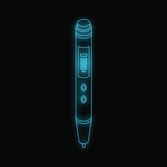 Poster - futuristic glowing 3d pen illuminating dark space, representing innovative technology