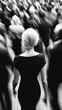 © Chaaim - Elegant Woman Walking Through a Crowd in a Black Dress