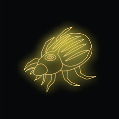 Sticker - Neon yellow beetle glowing on a dark background, creating a vibrant and eye catching image