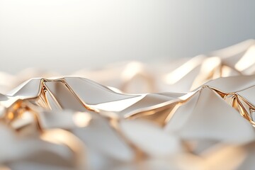 Poster - A close-up shows a faceted surface like a gemstone, with reflective golden edges and soft glowing highlights on a neutral gradient background, ideal for design use