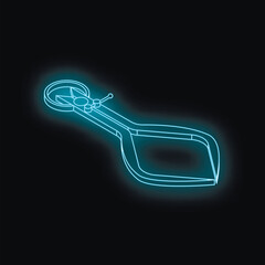 Poster - Neon blue caliper glowing on a dark background, representing precision measurement and engineering tools