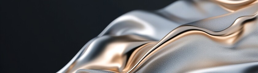 Poster - This composition features elegant metallic textures that flow seamlessly, showcasing intricate vein patterns illuminated in gold and silver tones against a deep gray background