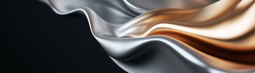 Poster - Intricate vein patterns flow gracefully in metallic textures, glowing softly in gold and silver against a deep gray background. Ample space for branding or text overlay enhances the composition