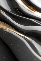 Poster - A composition showcases flowing metallic textures featuring delicate vein patterns glowing in gold and silver. The backdrop is a deep gray gradient, providing ample space for branding