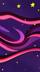 Aufkleber - A vibrant purple and pink background with a multitude of stars scattered throughout. The stars are of various sizes and are positioned in different areas of the background